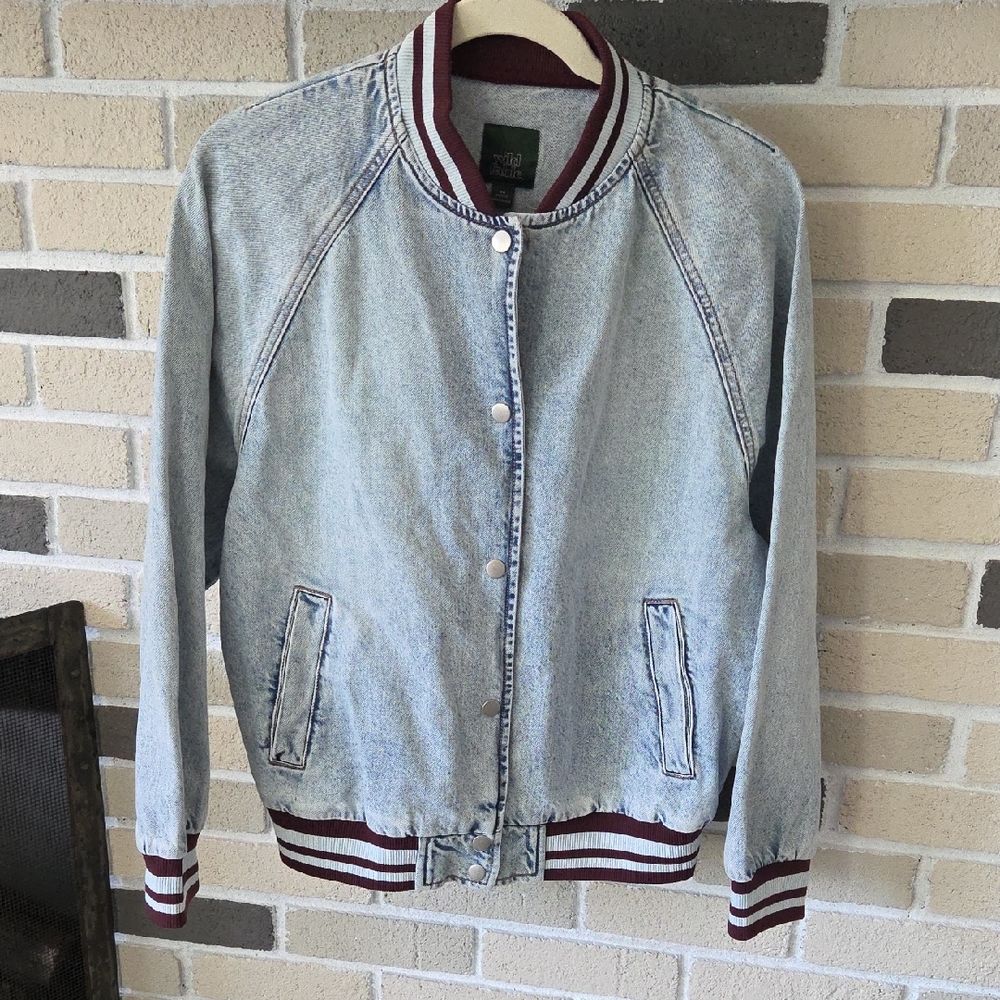 Wild Fable Denim Varsity Jacket NWT Streetwear XS